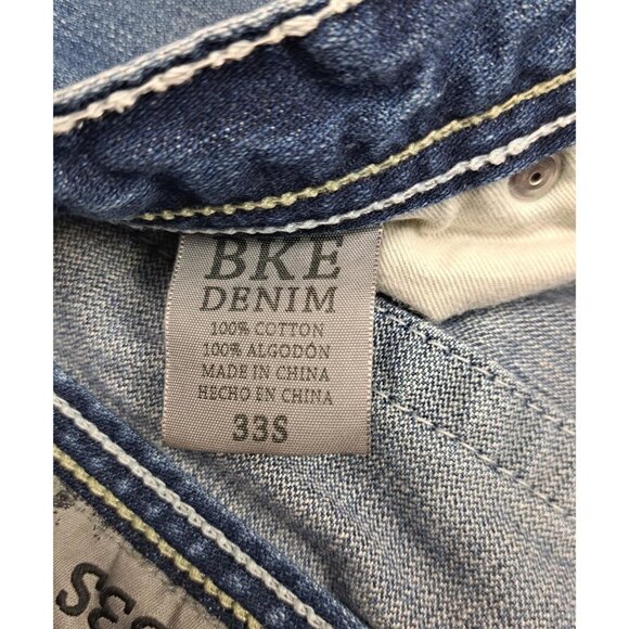 BKE Denim Mens Tyler Straight Distressed Blue Jeans Pants Sz 33S 100% Cotton - Picture 7 of 12